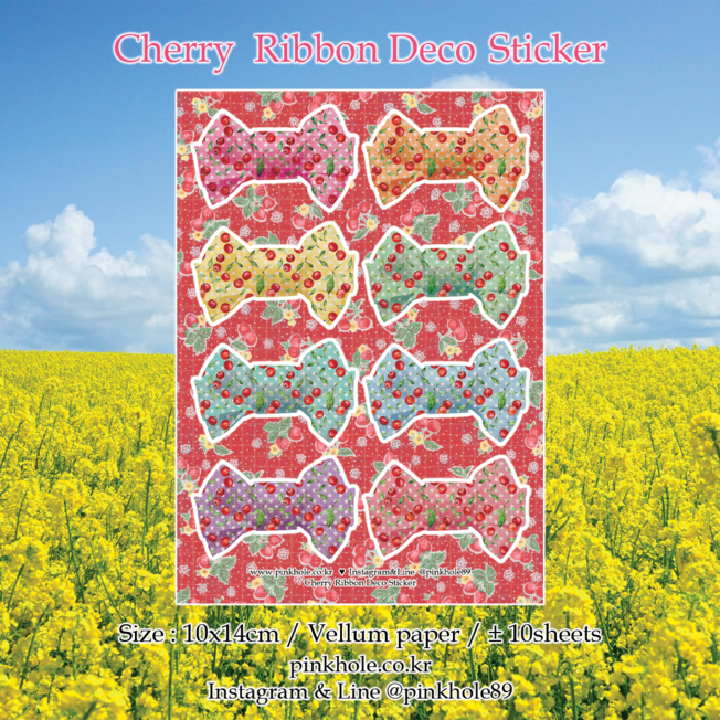 [Sticker/스티커] Cherry Ribbon Deco Sticker / 체리 리본 데코 스티